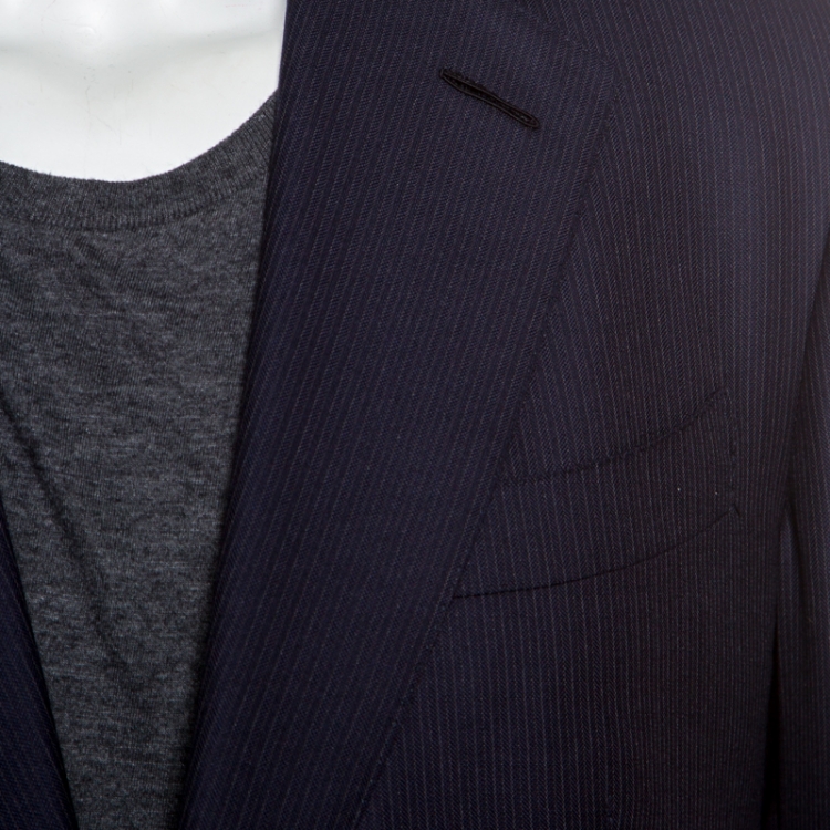 Pre Owned Tom Ford Navy Blue Striped Wool Tailored Suit XL