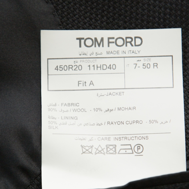 مملوكة مسبقًا Tom Ford Black Hopsack-weave Wool O’Connor-fit Blazer L