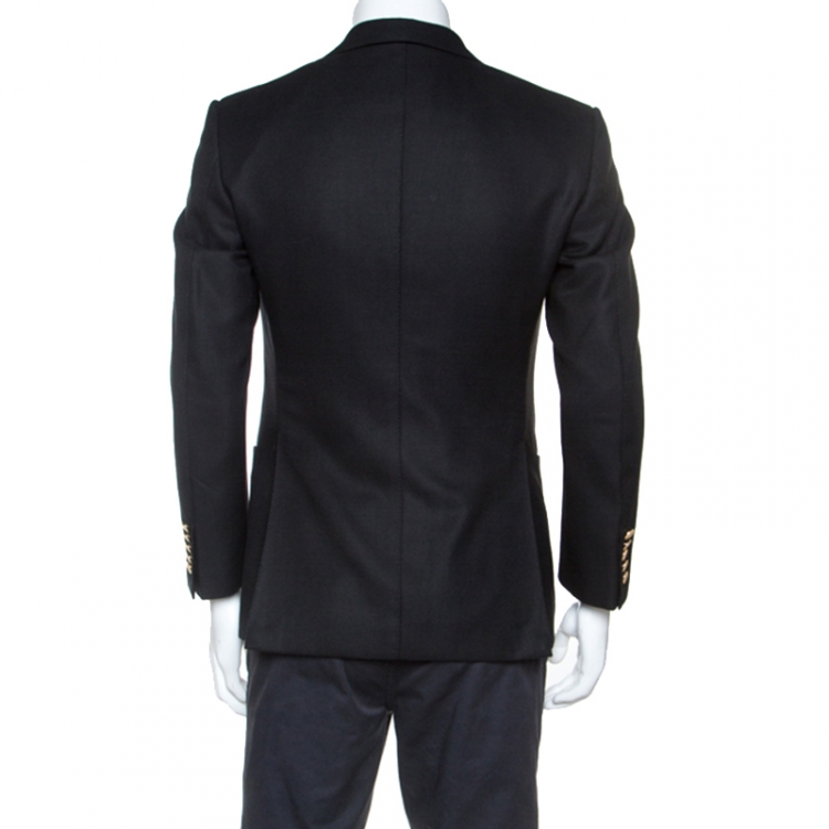 Pre Owned Tom Ford Black Basketweave Wool Regular Fit Blazer S
