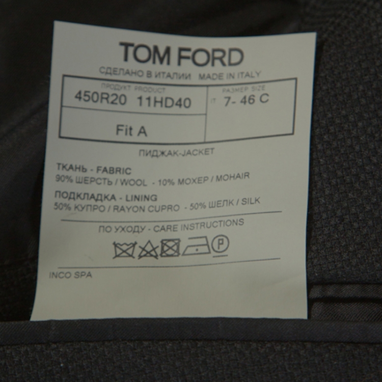 Pre Owned Tom Ford Black Basketweave Wool Regular Fit Blazer S