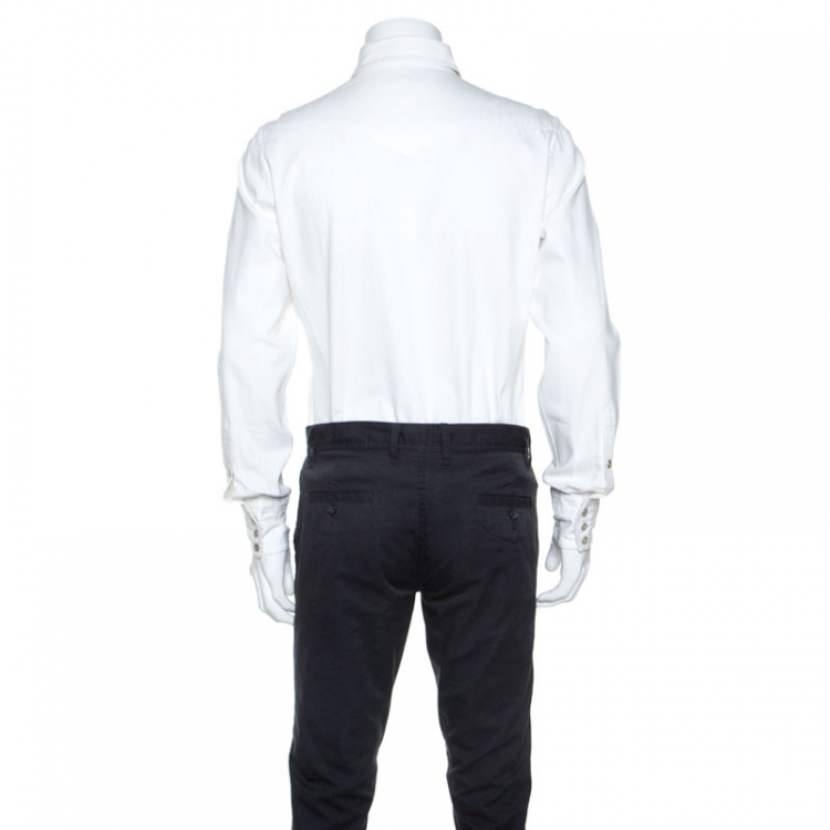 Pre Owned Tom Ford White Denim Western Button Front Shirt M