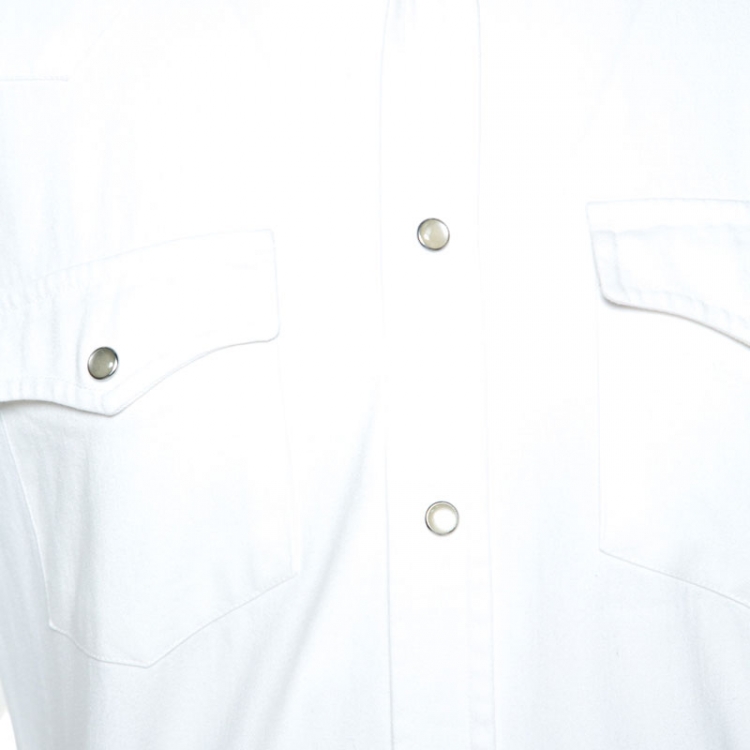 Pre Owned Tom Ford White Denim Western Button Front Shirt M