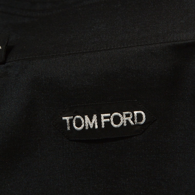 مملوكة مسبقًا Tom Ford Black Silk Epaulette Detail Western Shirt M