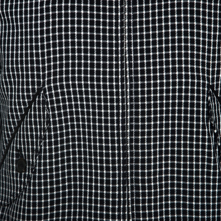 Pre Owned Tom Ford Monochrome Checked Wool Blend Zip Front Jacket L
