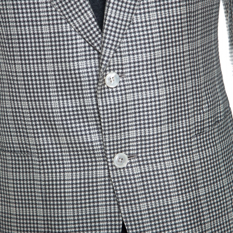 Pre Owned Tom Ford Bicolor Glen Checked Wool and Silk Blend Blazer L