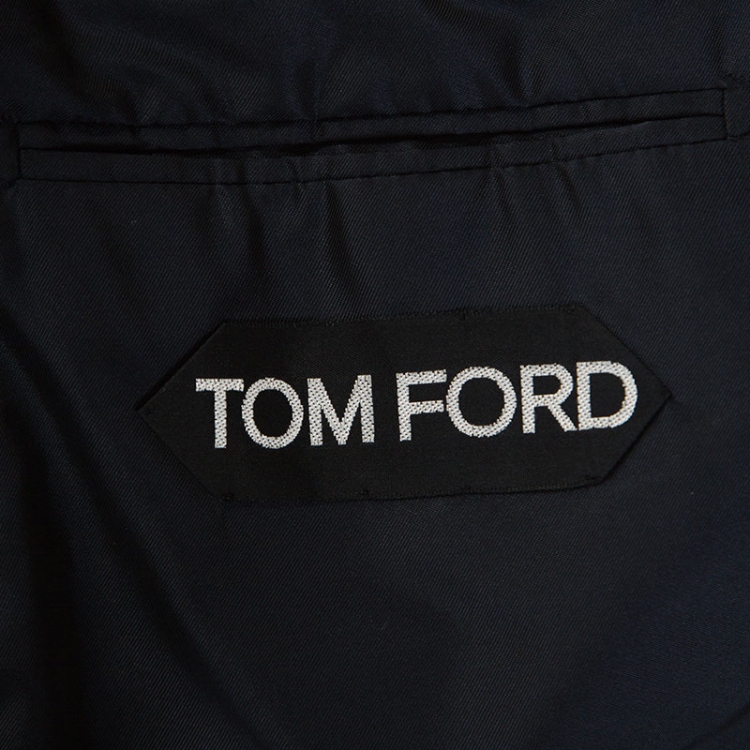 Pre Owned Tom Ford Blue Silk Blend Floral Jacquard Blazer L