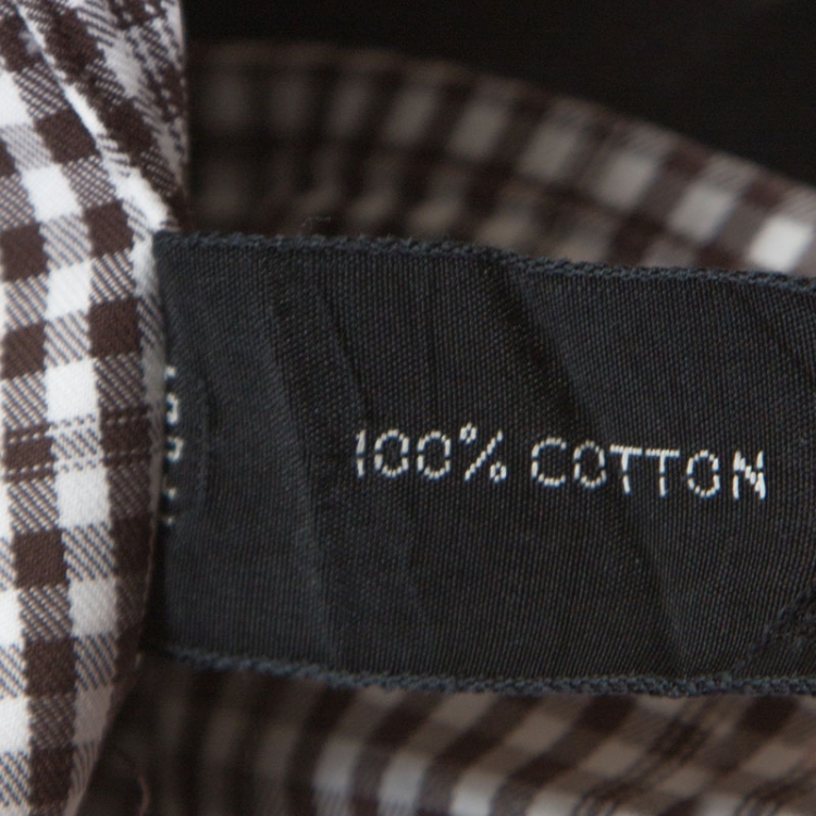 Pre Owned Tom Ford Brown & White Gingham Check Cotton Button Front Shirt M