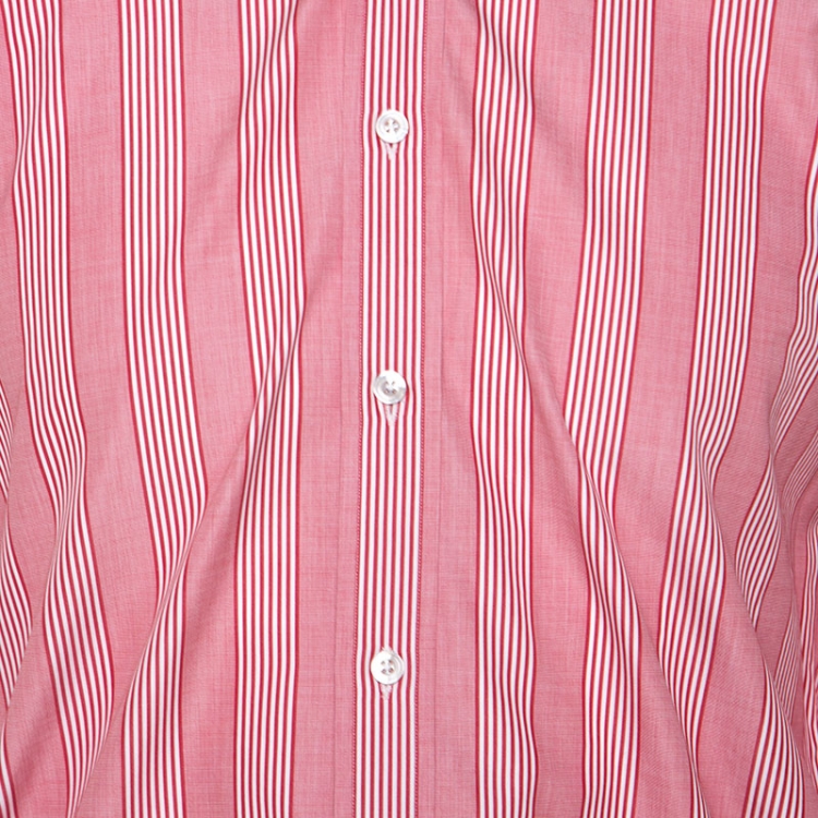 Pre Owned Tom Ford Red and White Striped Cotton Button Front Shirt M