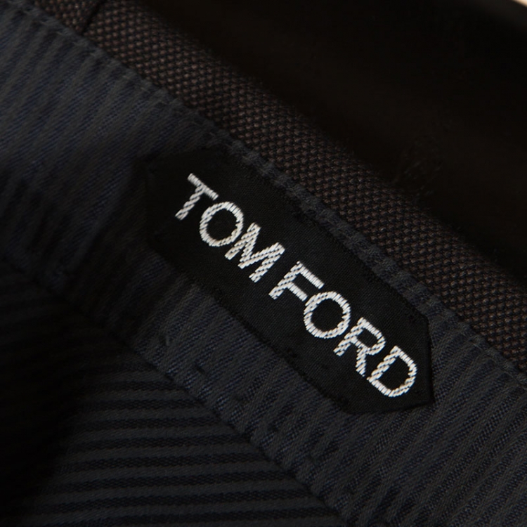 Pre Owned Tom Ford Brown Silk Blend Tailored Trousers L