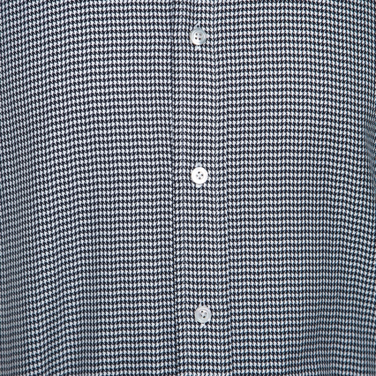 Pre Owned Tom Ford Black & White Hounds Tooth Cotton Button Front Shirt L