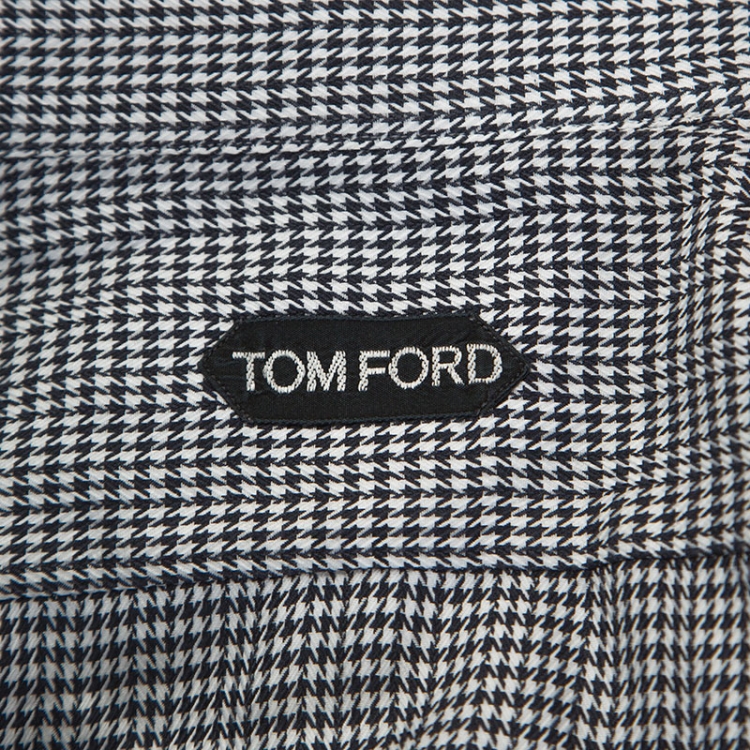 Pre Owned Tom Ford Black & White Hounds Tooth Cotton Button Front Shirt L