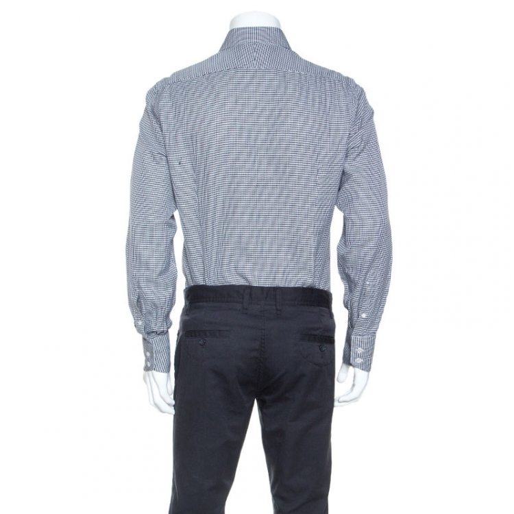 Pre Owned Tom Ford Black & White Hounds Tooth Cotton Button Front Shirt L