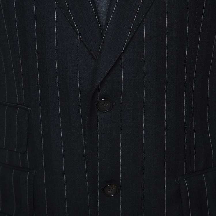 Pre Owned Tom Ford Charcoal Grey Chalkstriped Wool Suit L