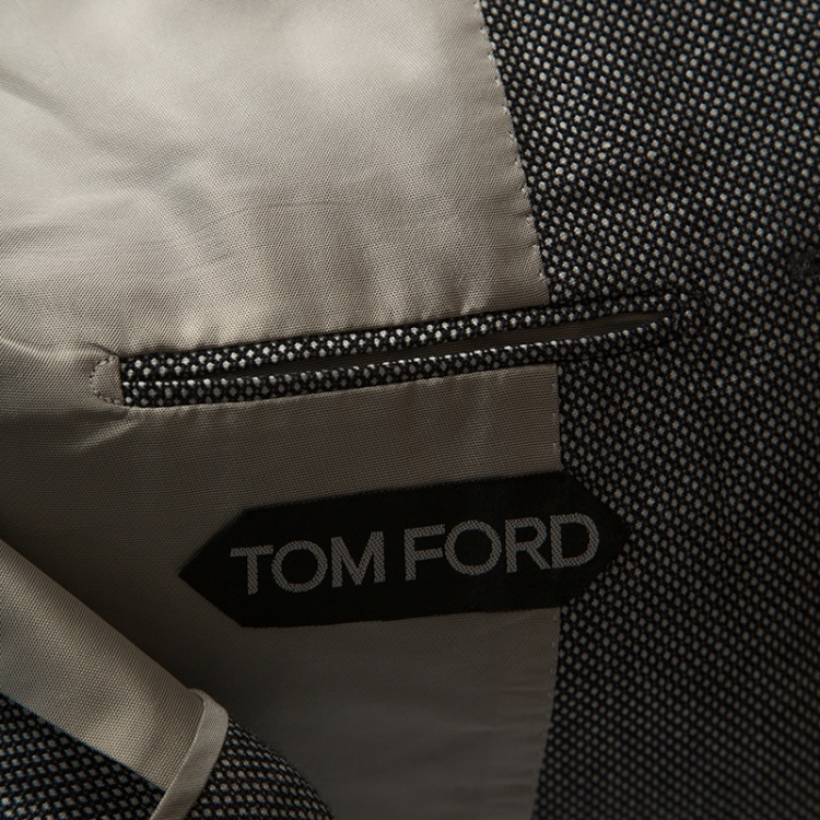 Pre Owned Tom Ford Monochrome Linen Blend Two Buttoned Suit L