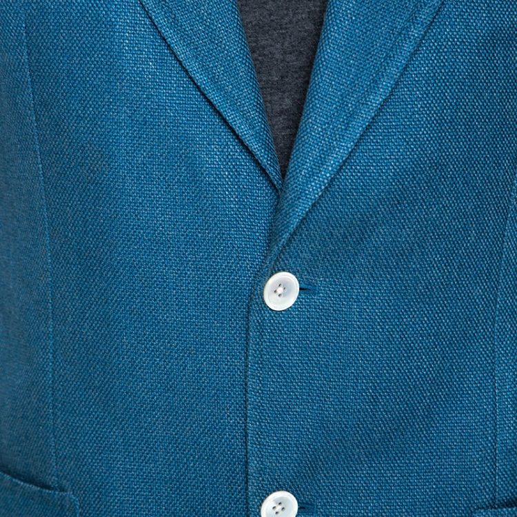 Pre Owned Tom Ford Blue Silk Linen Blend Blazer L