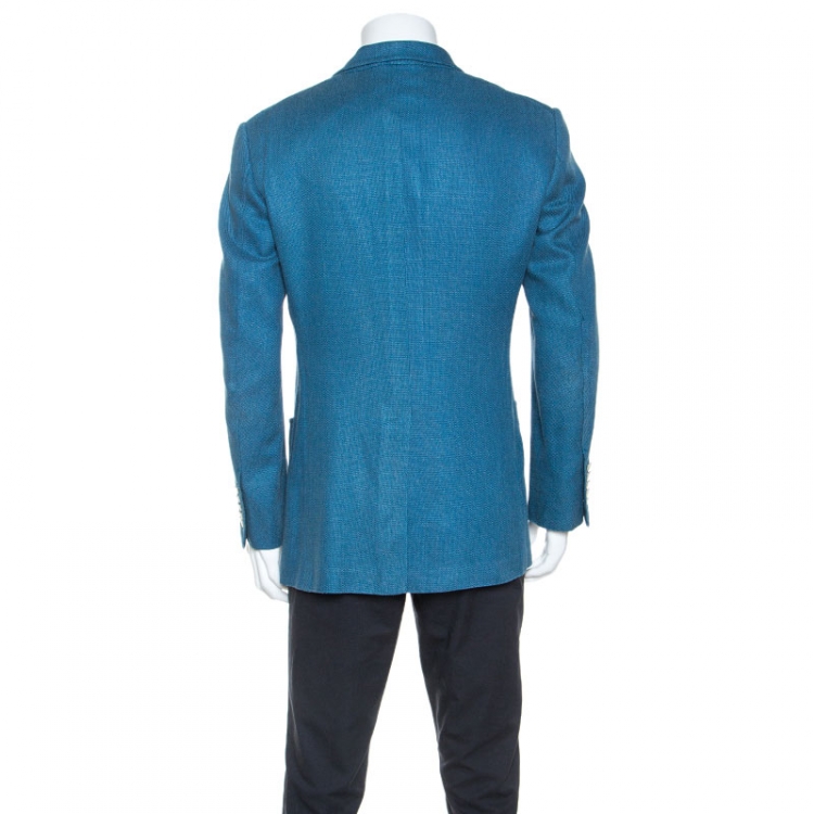 Pre Owned Tom Ford Blue Silk Linen Blend Blazer L