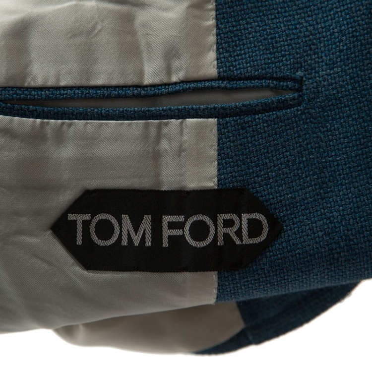 Pre Owned Tom Ford Blue Silk Linen Blend Blazer L