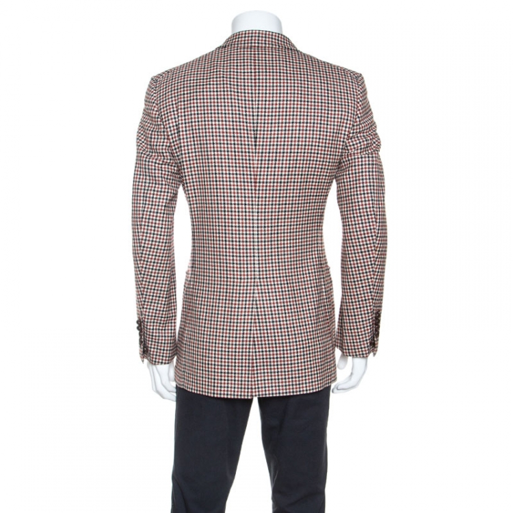 Pre Owned Tom Ford Multicolor Checked Cashmere Blazer L