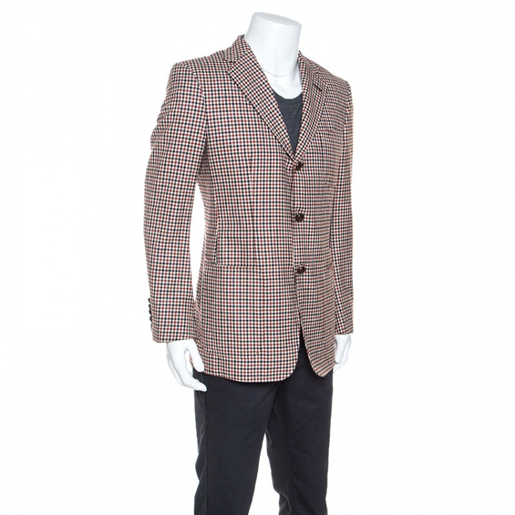 Pre Owned Tom Ford Multicolor Checked Cashmere Blazer L