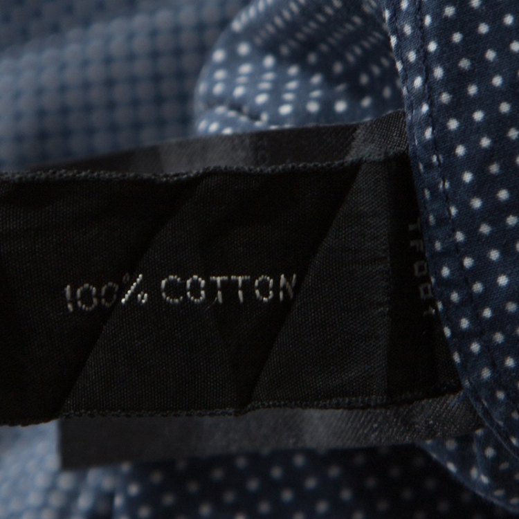 Pre Owned Tom Ford Navy Blue Polka Dotted Cotton Button Front Shirt XXL