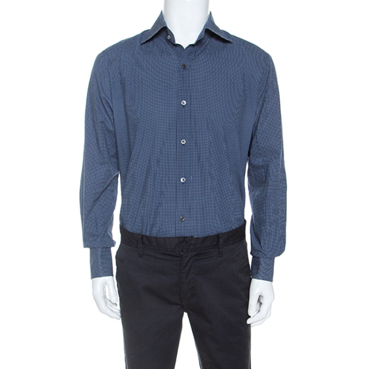 Tom Ford Navy Blue Polka Dotted Cotton Button Front Shirt XXL Tom Ford | TLC