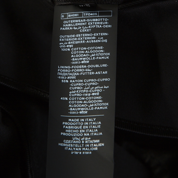 Pre Owned Tom Ford Black Cotton Button Front Military Jacket XXL