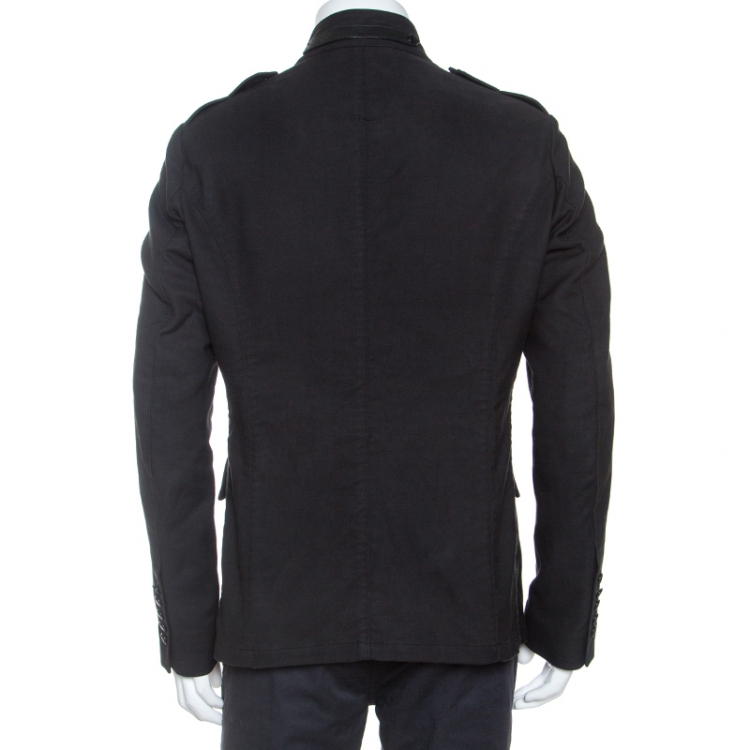 Pre Owned Tom Ford Black Cotton Button Front Military Jacket XXL