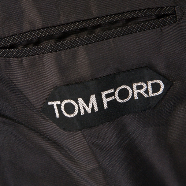 Pre Owned Tom Ford Dark Grey Silk and Wool Knit Regular Fit Blazer XXL
