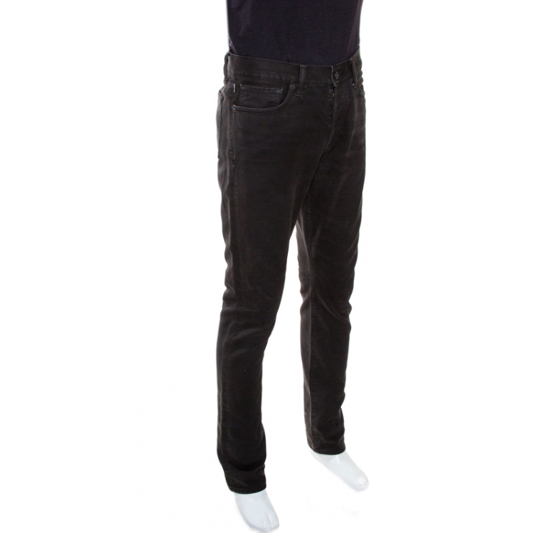 Pre Owned Tom Ford Dark Grey Corduroy Finish Cotton Slim Fit Trousers L