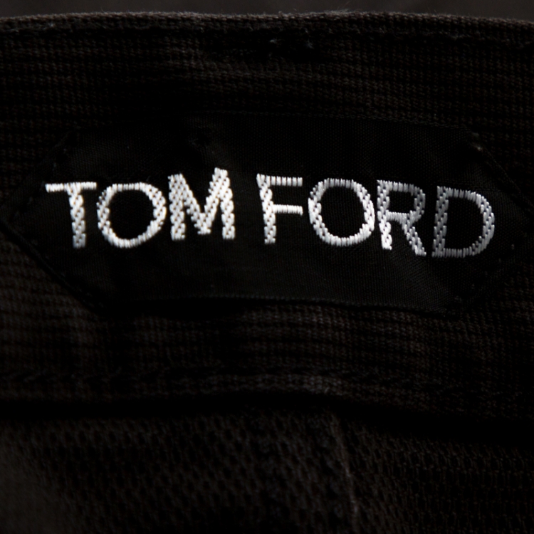 Pre Owned Tom Ford Dark Grey Corduroy Finish Cotton Slim Fit Trousers L