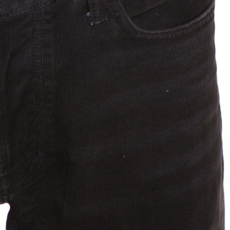 Pre Owned Tom Ford Dark Grey Corduroy Finish Cotton Slim Fit Trousers L