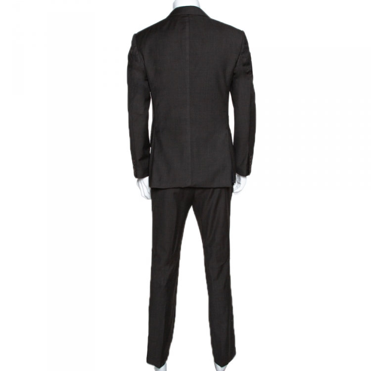 Pre Owned Tom Ford Dark Brown Wool Regular Fit Suit L