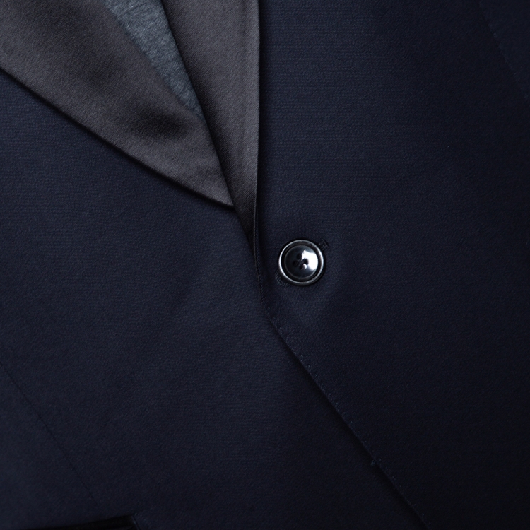 Pre Owned Tom Ford Navy Blue Mohair Wool Blend Tuxedo Suit XXL