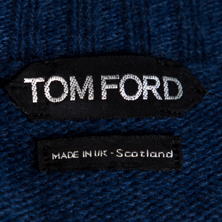 Pre Owned Tom Ford Avio Blue Cashmere Crew Neck Sweater XL
