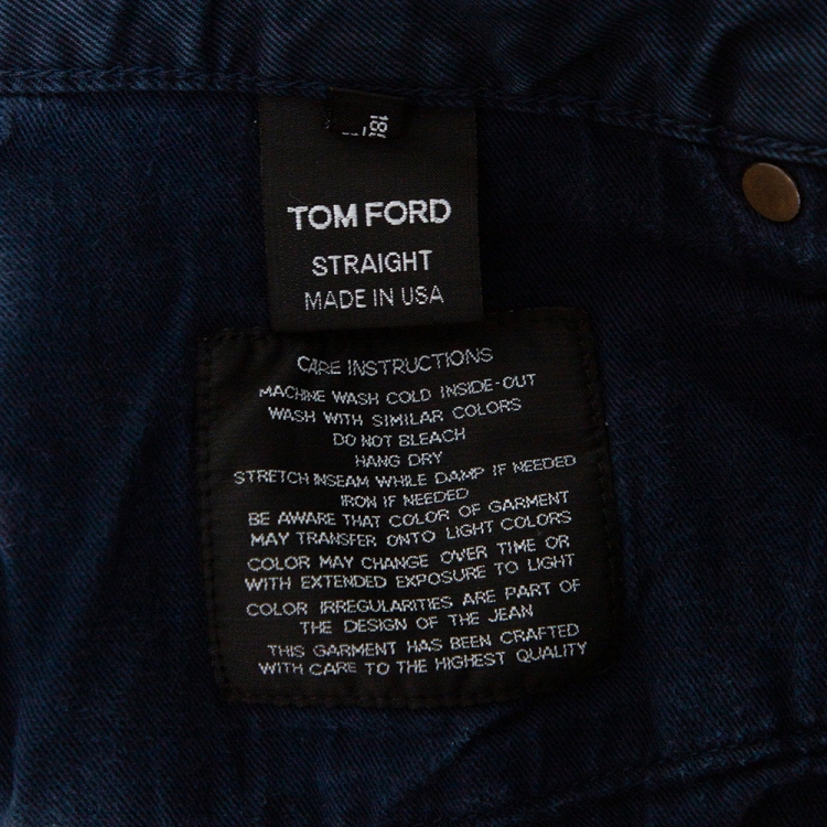 Pre Owned Tom Ford Blue Cotton Straight Fit Pants L