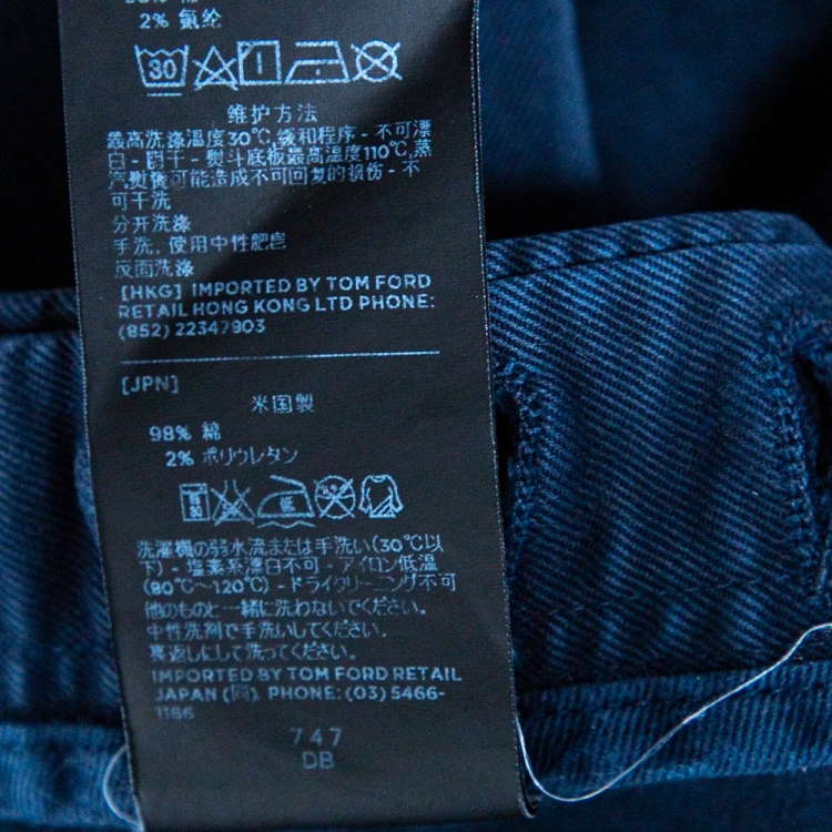 Pre Owned Tom Ford Blue Cotton Straight Fit Pants L