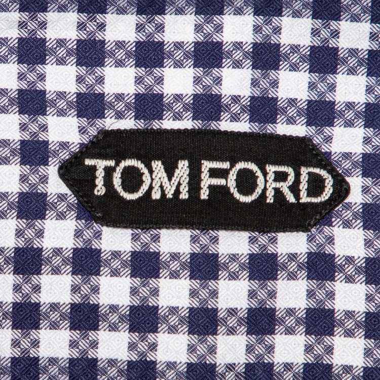 Pre Owned Tom Ford Blue Checked Cotton Shirt M