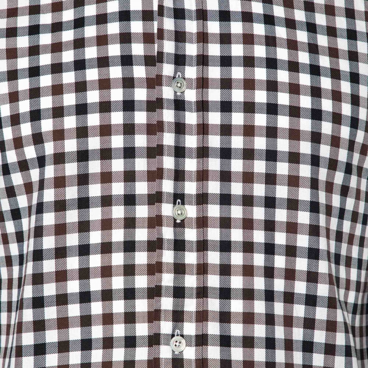 Pre Owned Tom Ford Brown Checked Cotton Shirt M