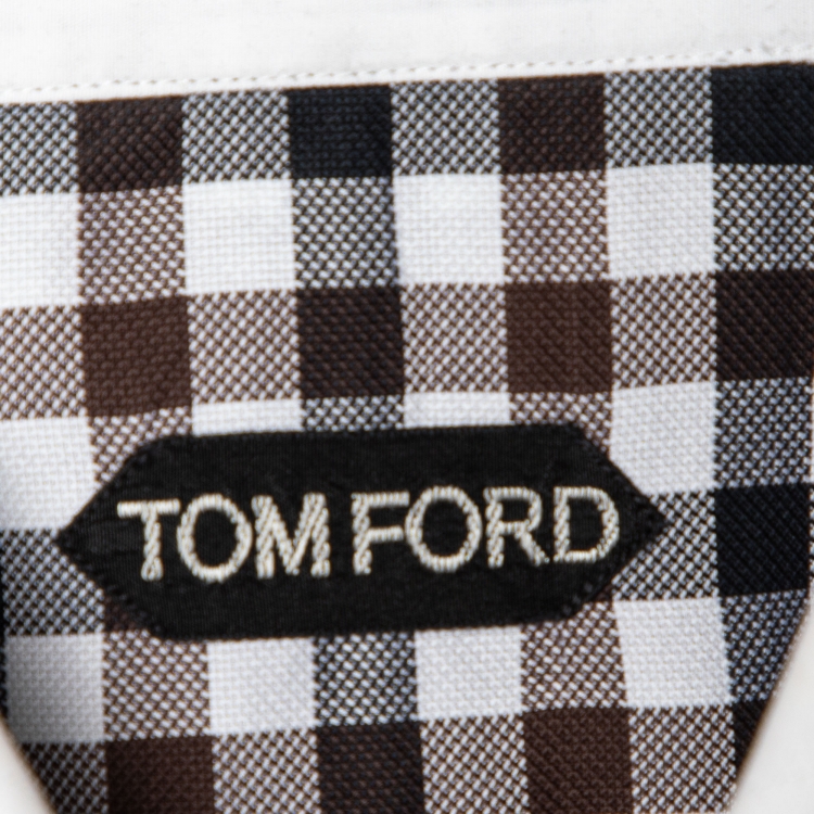 Pre Owned Tom Ford Brown Checked Cotton Shirt M