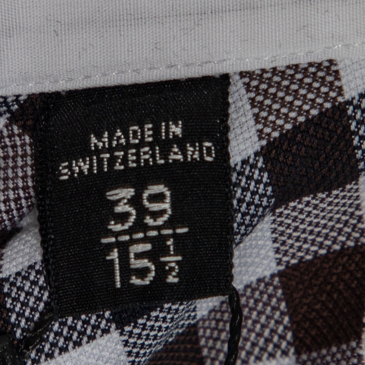 Pre Owned Tom Ford Brown Checked Cotton Shirt M