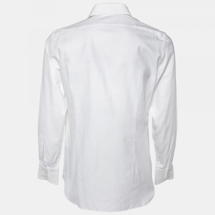 Pre Owned Tom Ford White Textured Cotton Classic Shirt M
