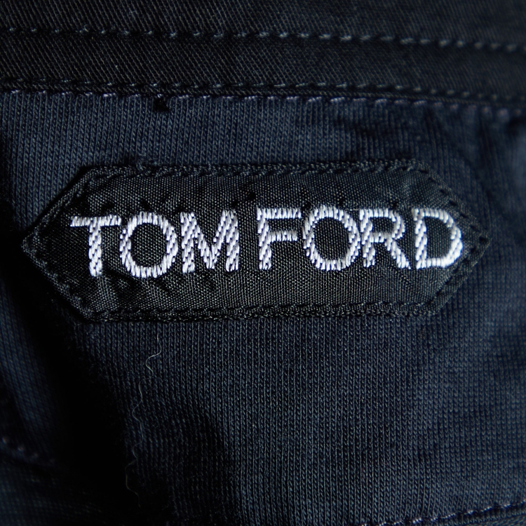 Pre Owned Tom Ford Black Cotton Knit Long Sleeve Polo T-Shirt 4XL