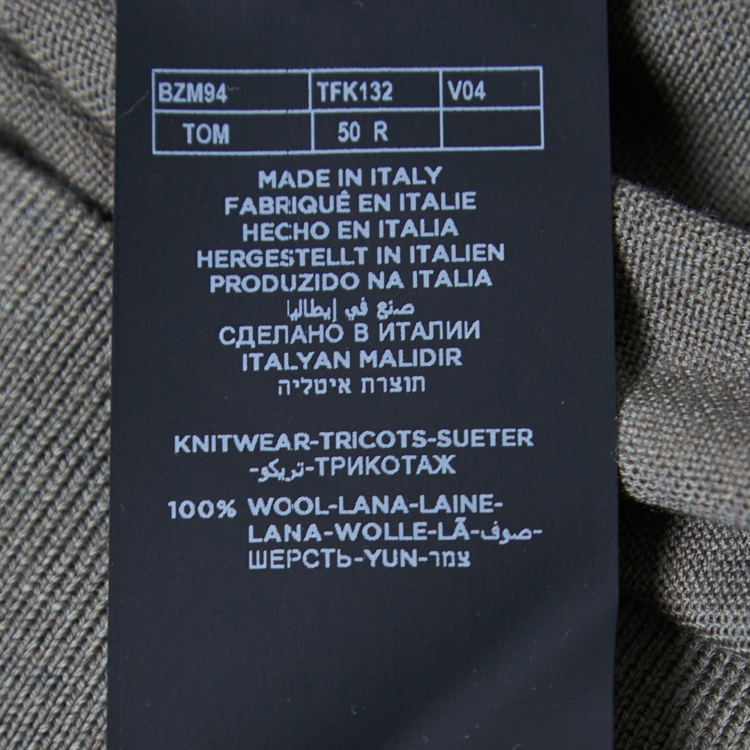 Pre Owned Tom Ford Brown Wool Long-Sleeve Knit Polo T-Shirt L