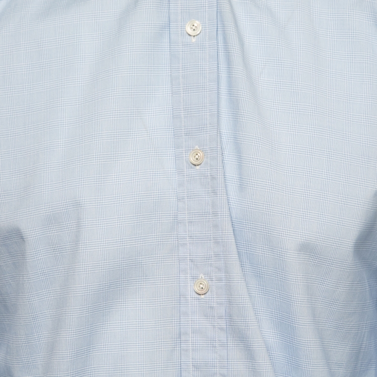 Pre Owned Tom Ford Light Blue Checked Cotton Button Front Shirt L