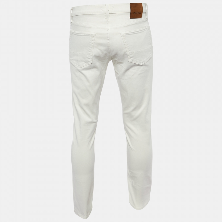 Pre Owned Tom Ford Beige Cotton Slim Fit Trousers M