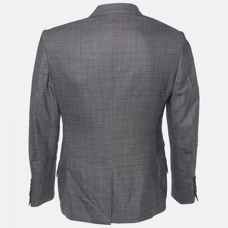 Pre Owned Tom Ford Black Textured Wool & Silk Shelton Tailored Blazer M