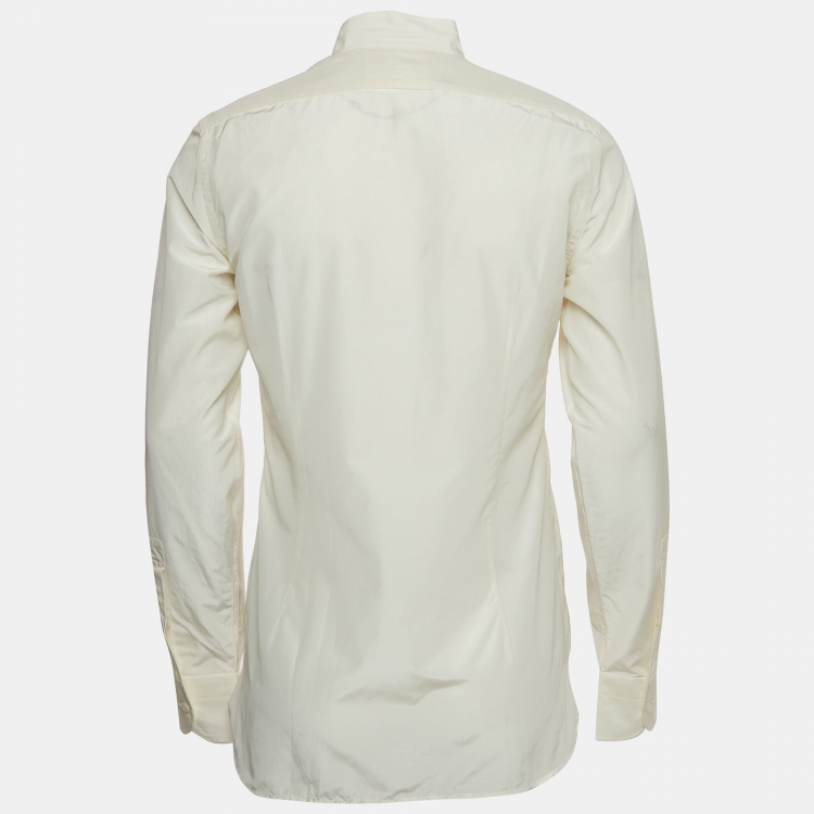 مملوكة مسبقًا Tom Ford Cream Cotton & Silk Long Sleeve Shirt M
