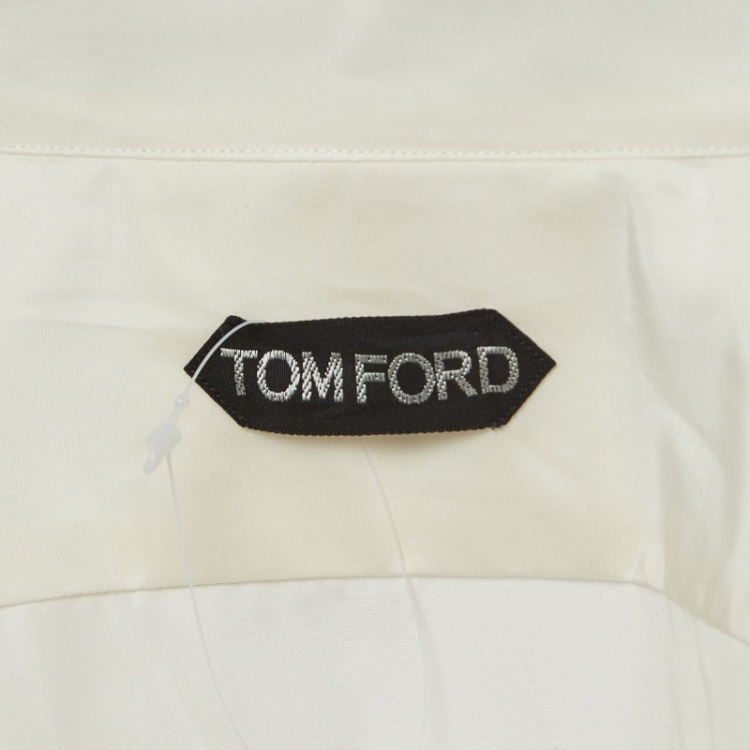 مملوكة مسبقًا Tom Ford Cream Cotton & Silk Long Sleeve Shirt M