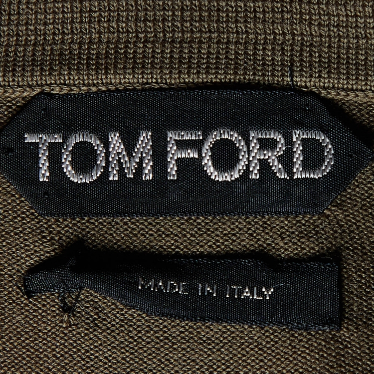 مملوكة مسبقًا Tom Ford Military Green Cotton Knit Polo T-Shirt XL