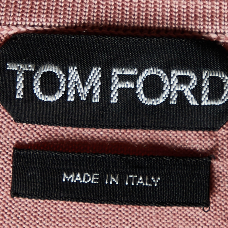 Pre Owned Tom Ford Light Pink Cashmere and Silk Polo Long Sleeve T-Shirt XL